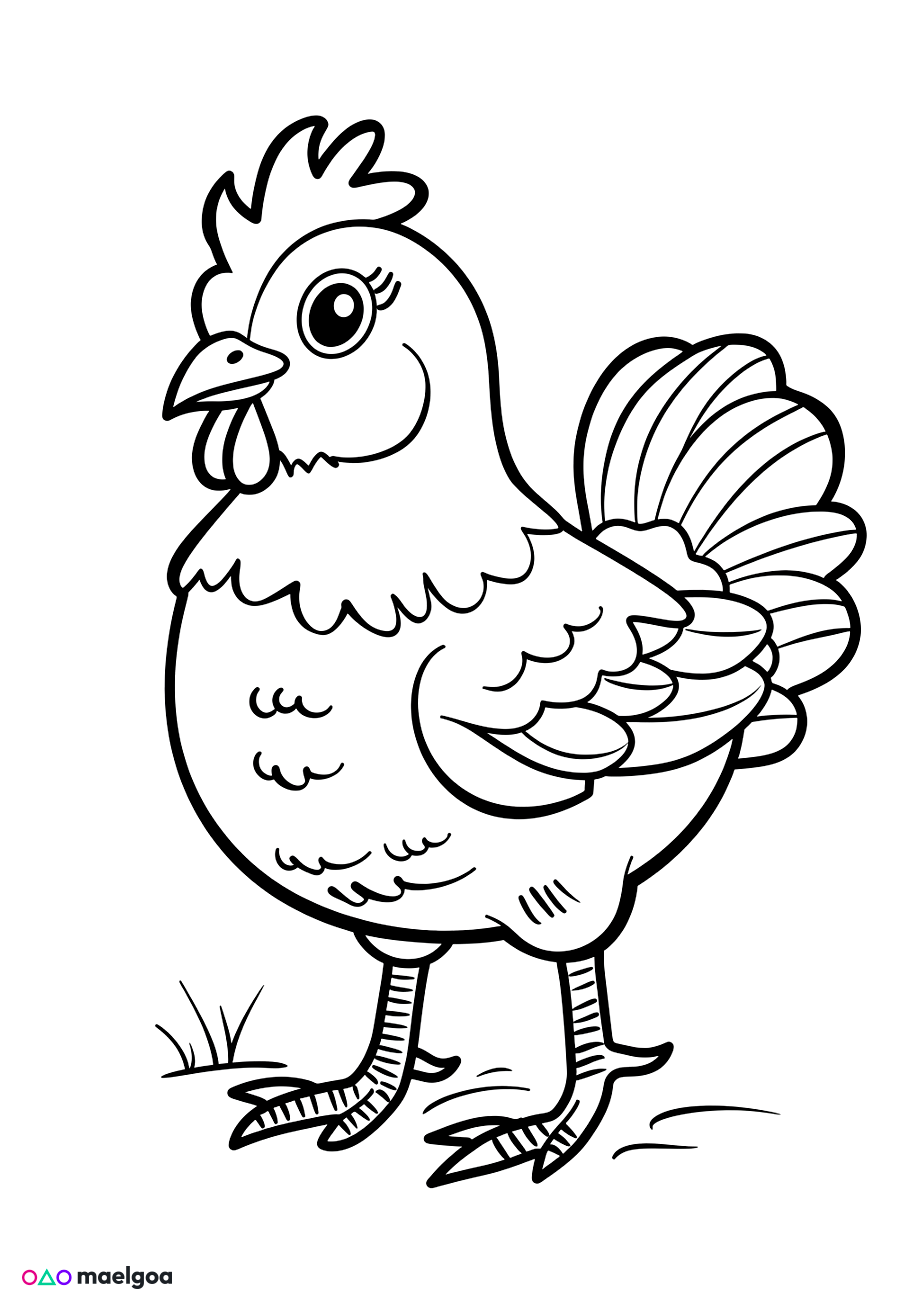 Image gratuite Coloriage poule 8