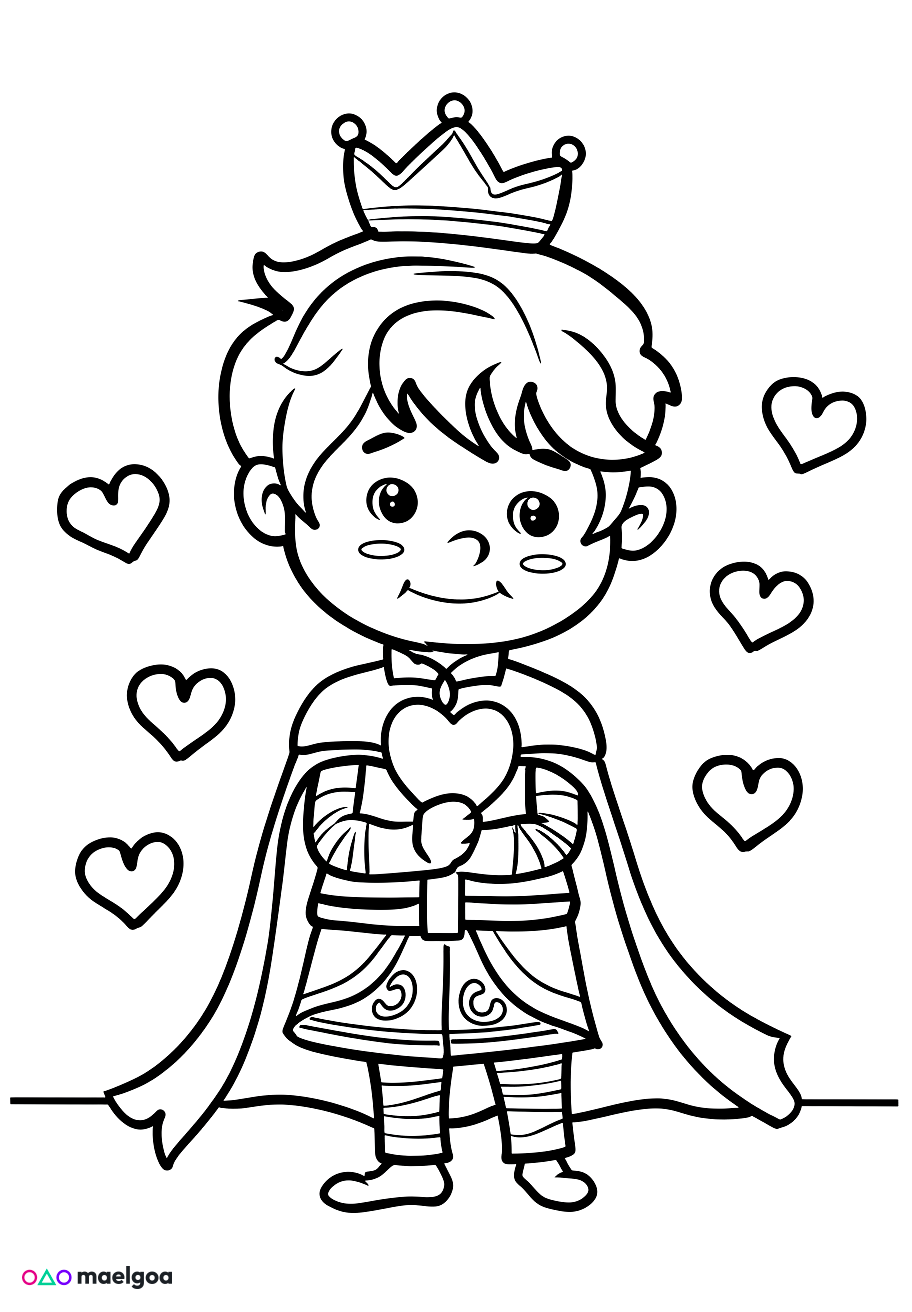 Image gratuite Coloriage prince cœurs 1