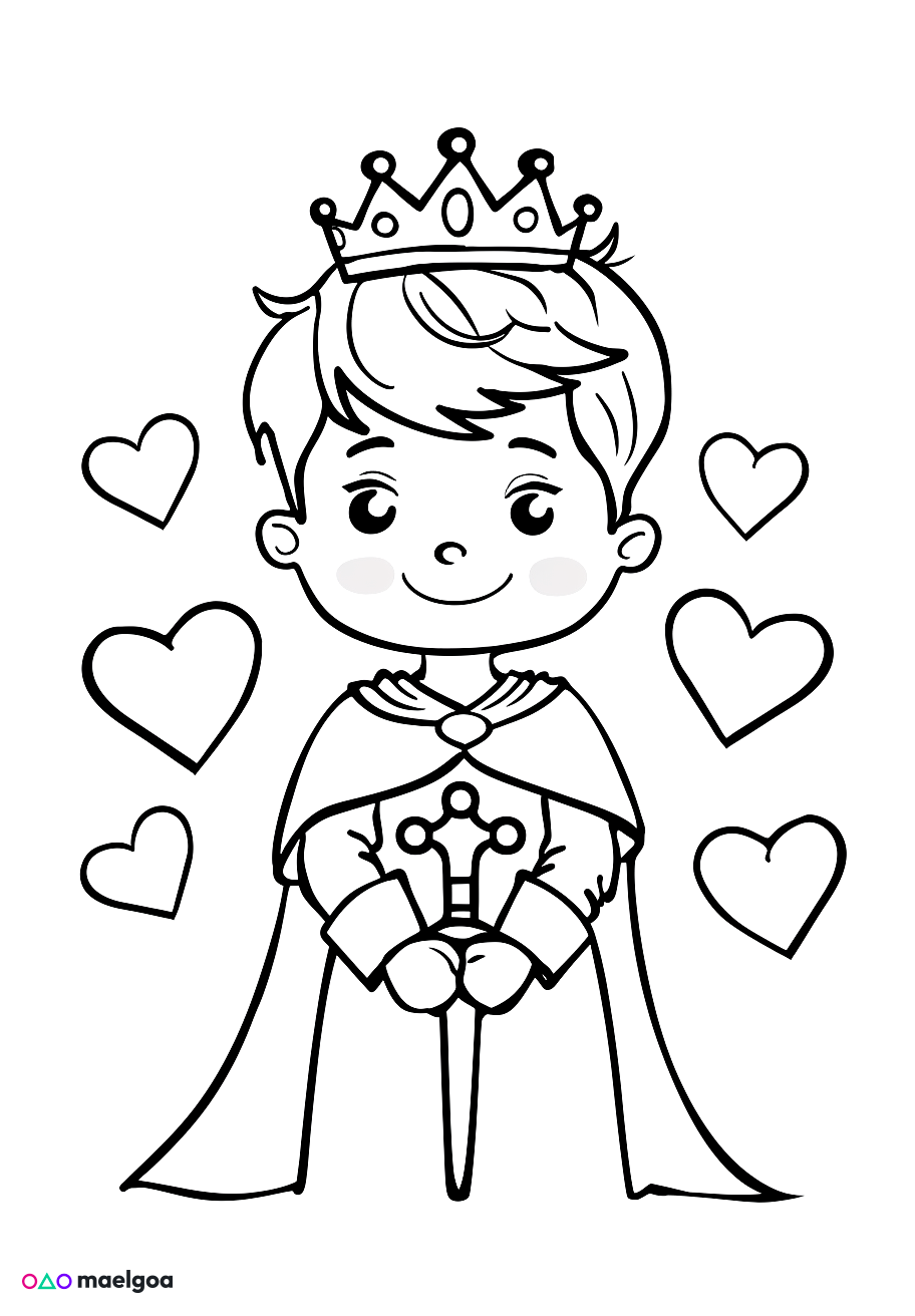Image gratuite Coloriage prince cœurs 2