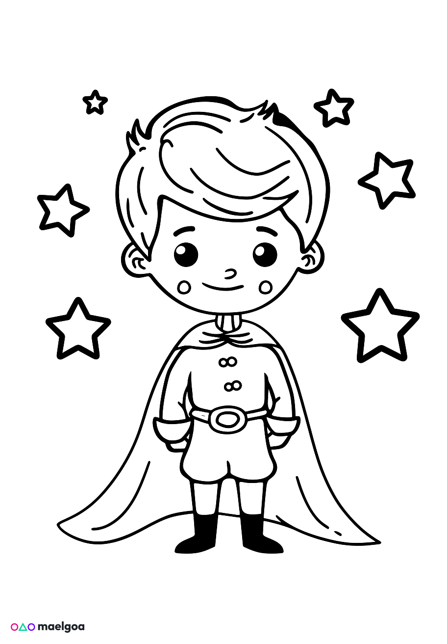 Image gratuite Coloriage prince étoiles 3