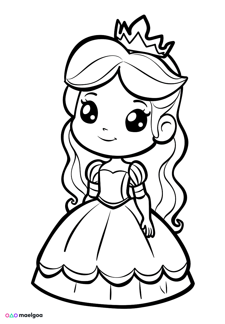 Image gratuite Coloriage princesse mignonne 1