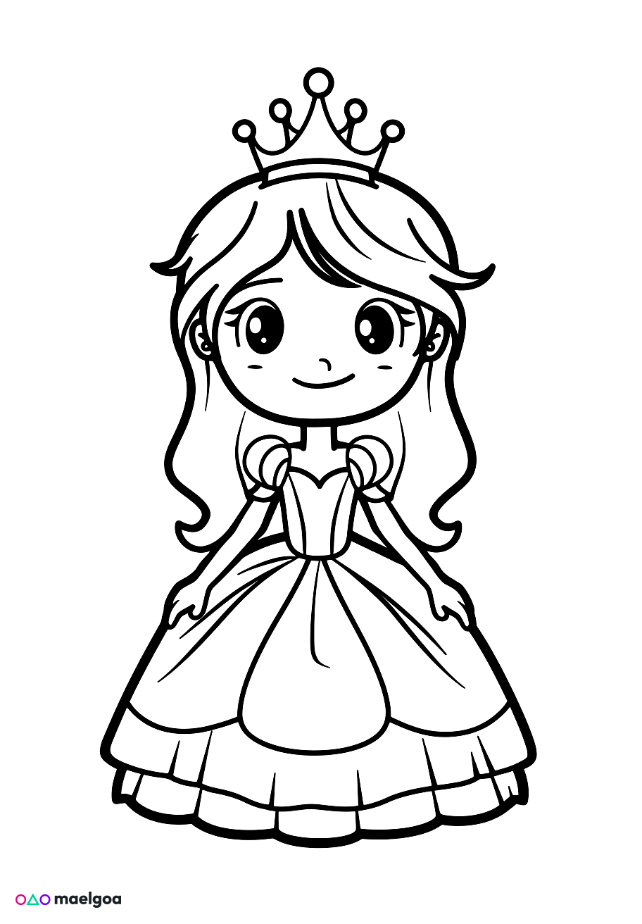 Image gratuite Coloriage princesse mignonne 2