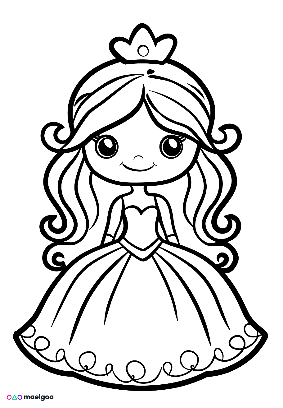 Image gratuite Coloriage princesse mignonne 3