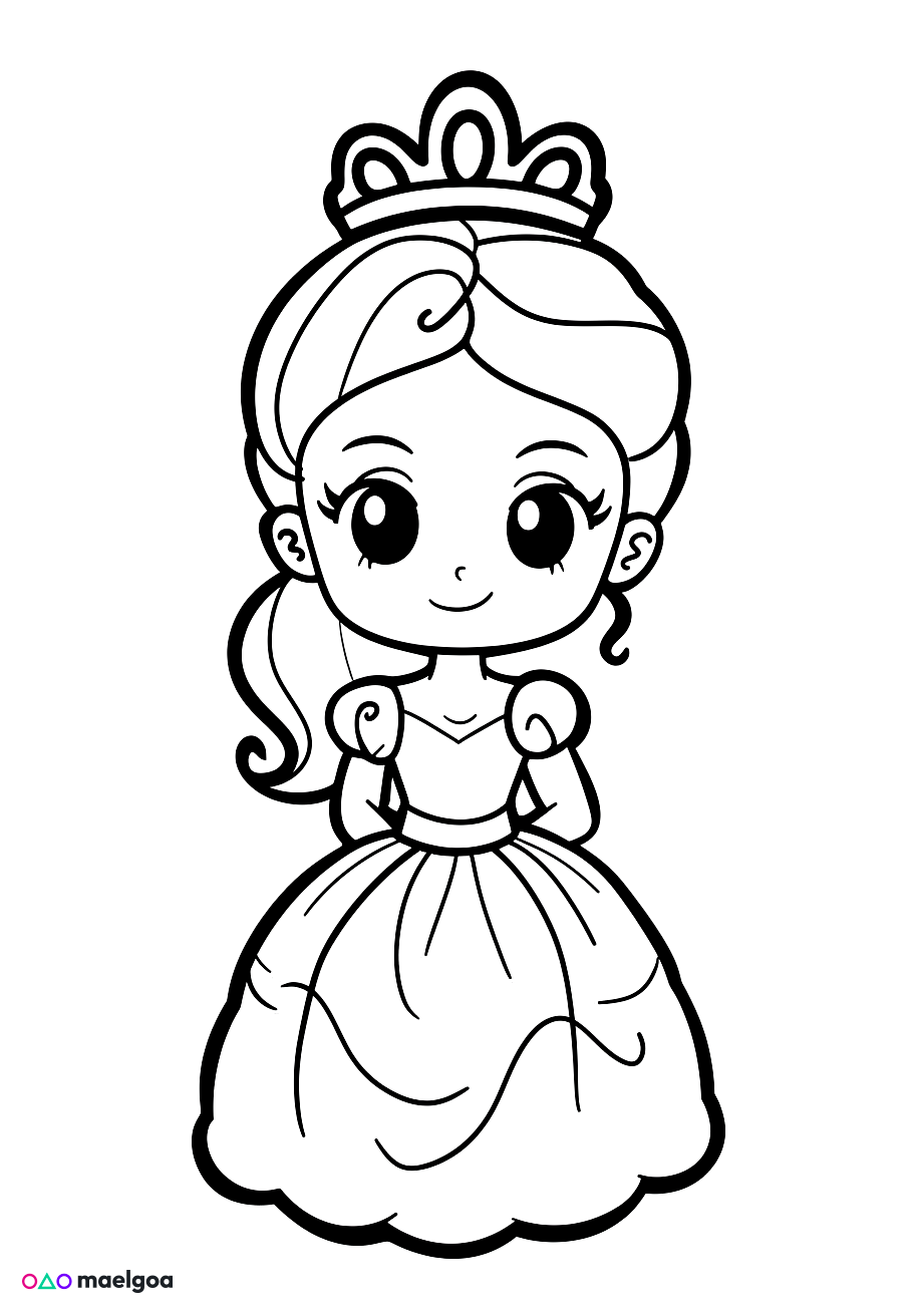 Image gratuite Coloriage princesse mignonne 4