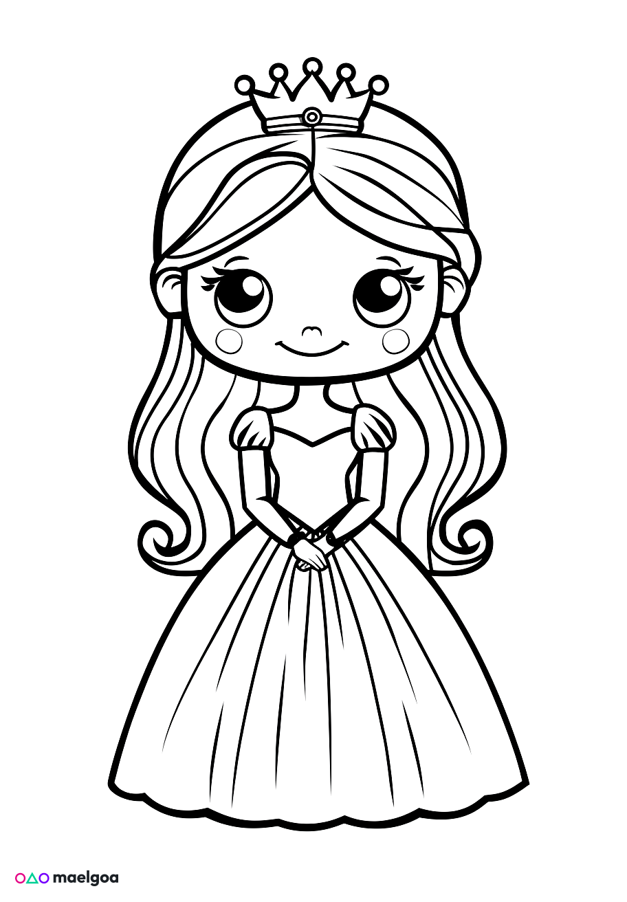 Image gratuite Coloriage princesse mignonne 5