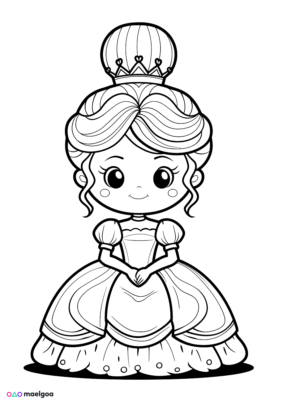 Image gratuite Coloriage princesse mignonne 6