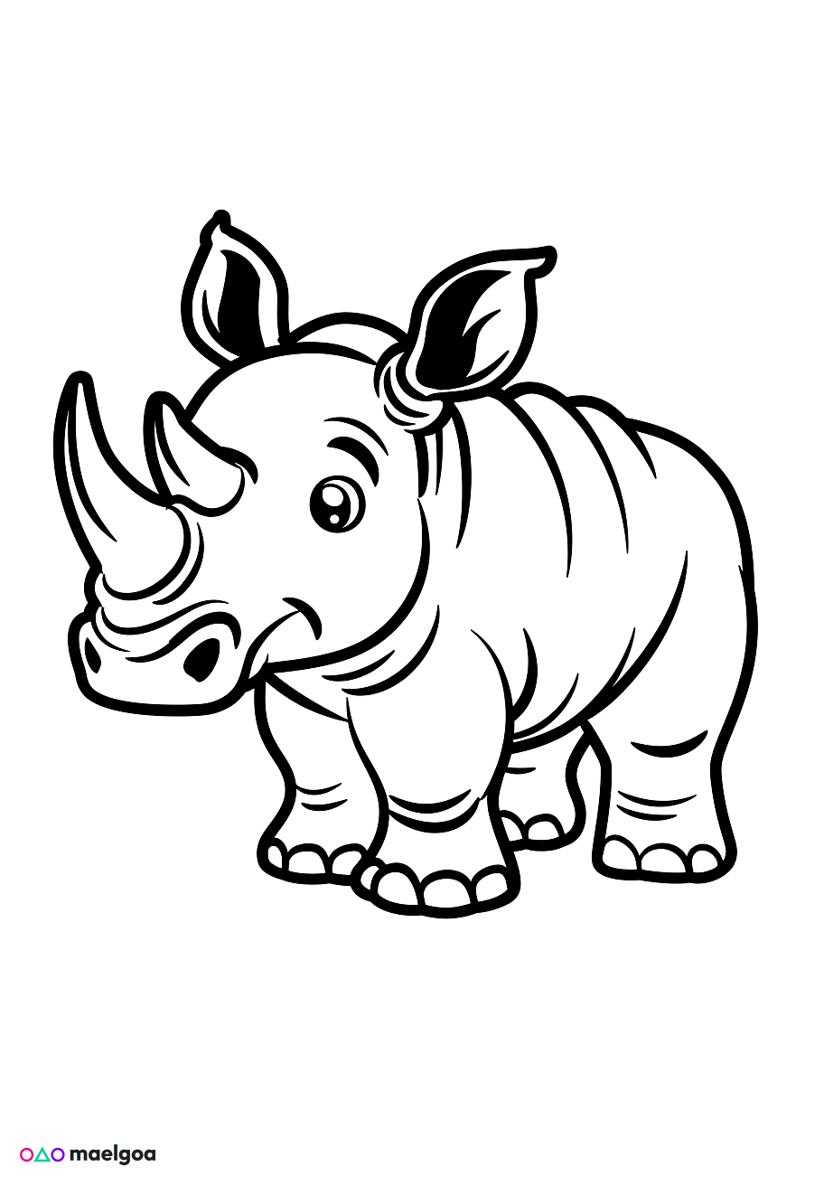 Image gratuite Coloriage rhinocéros 1