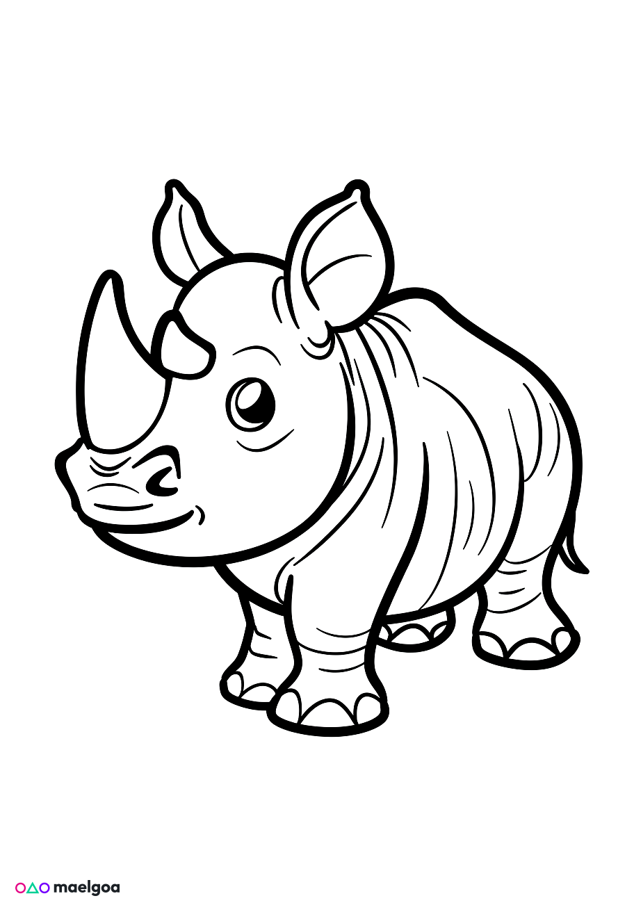 Image gratuite Coloriage rhinocéros 2