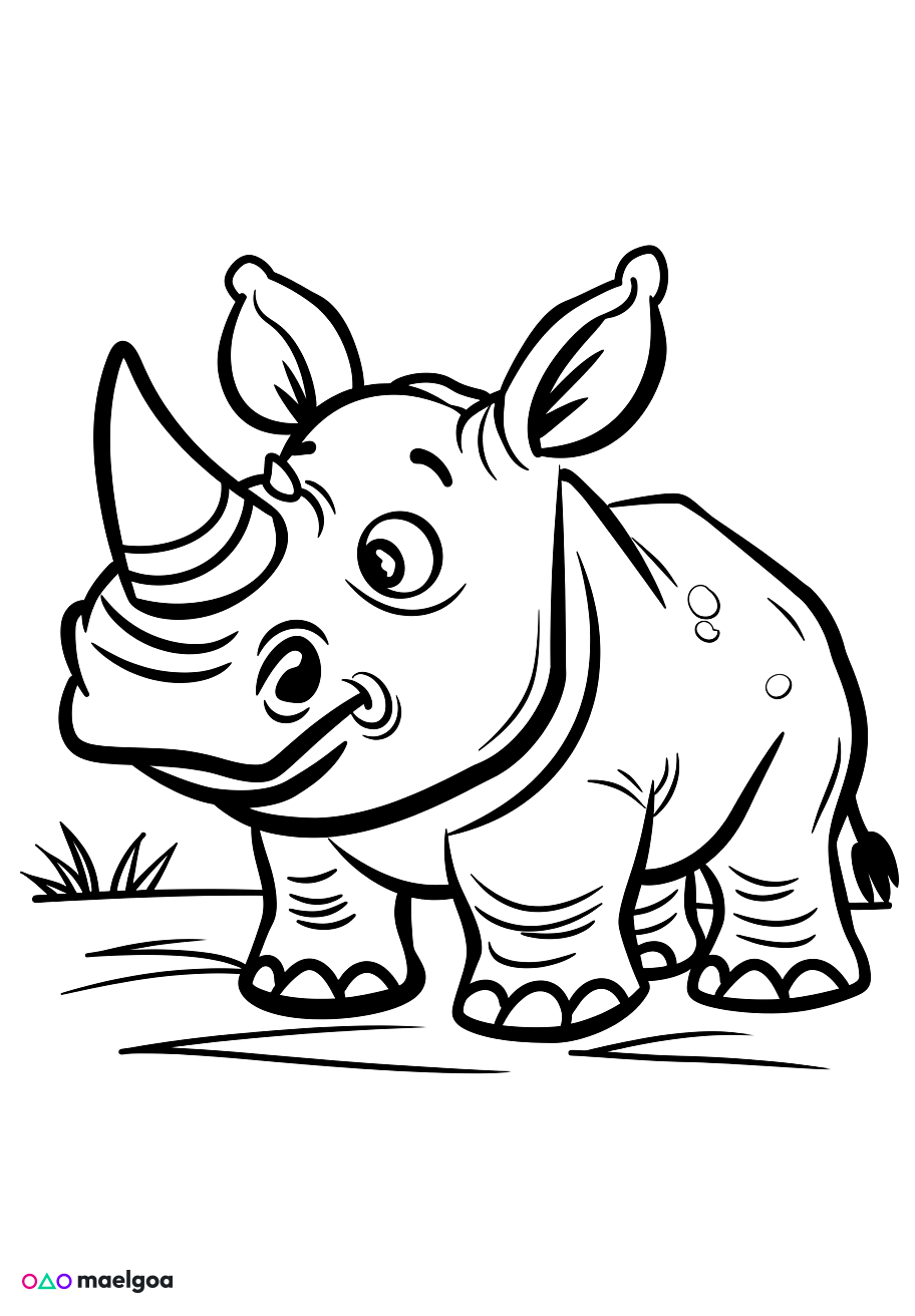 Image gratuite Coloriage rhinocéros 3