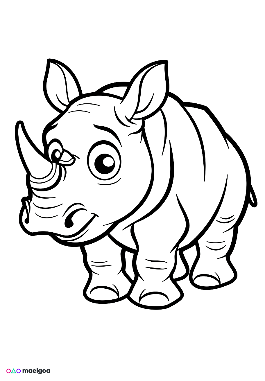 Image gratuite Coloriage rhinocéros 4