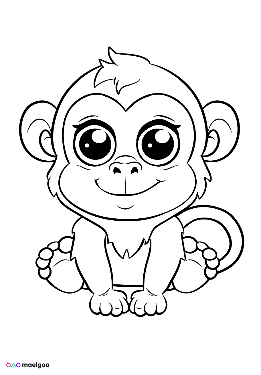 Image gratuite Coloriage singe mignon 2