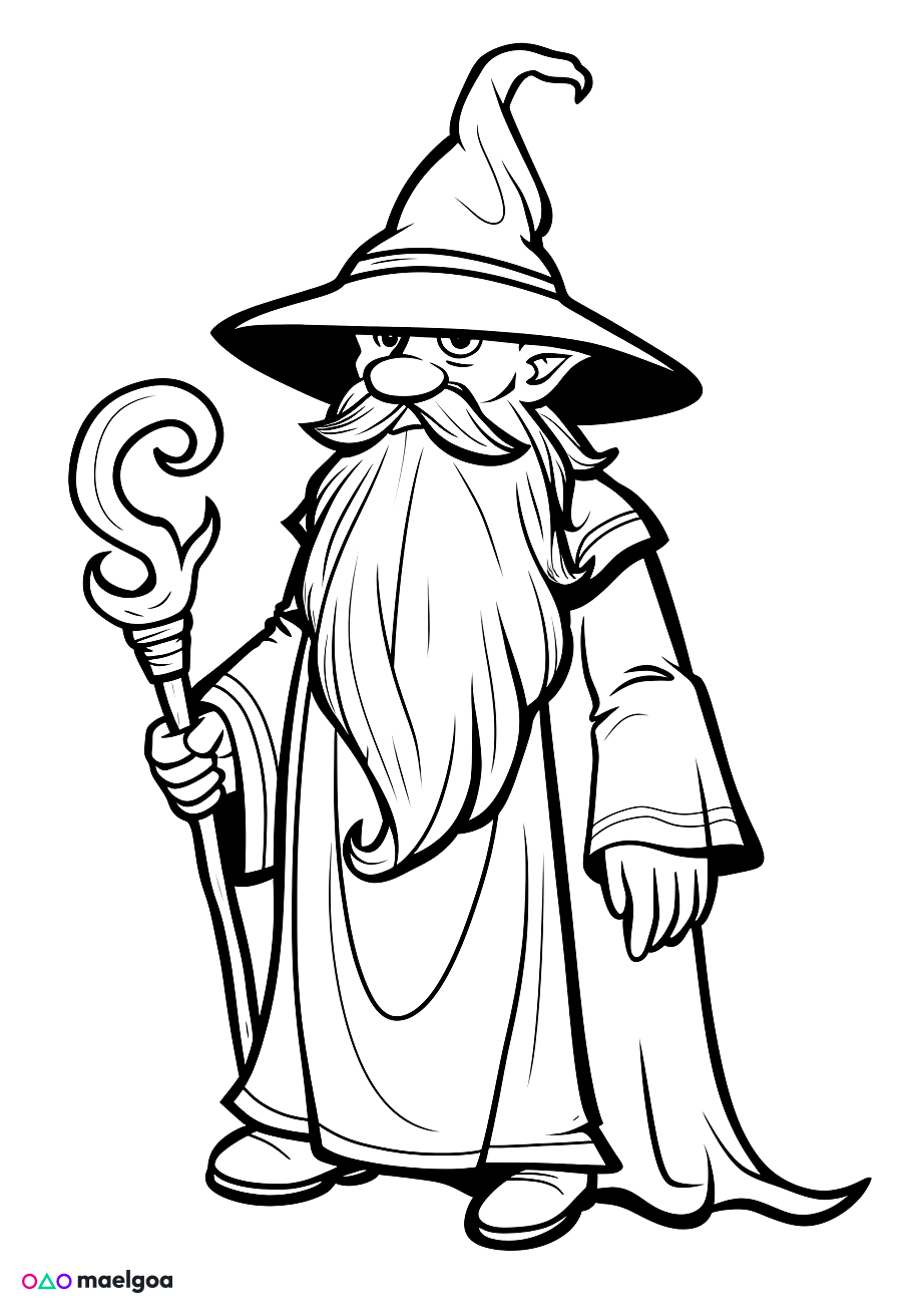 Image gratuite Coloriage sorcier 6