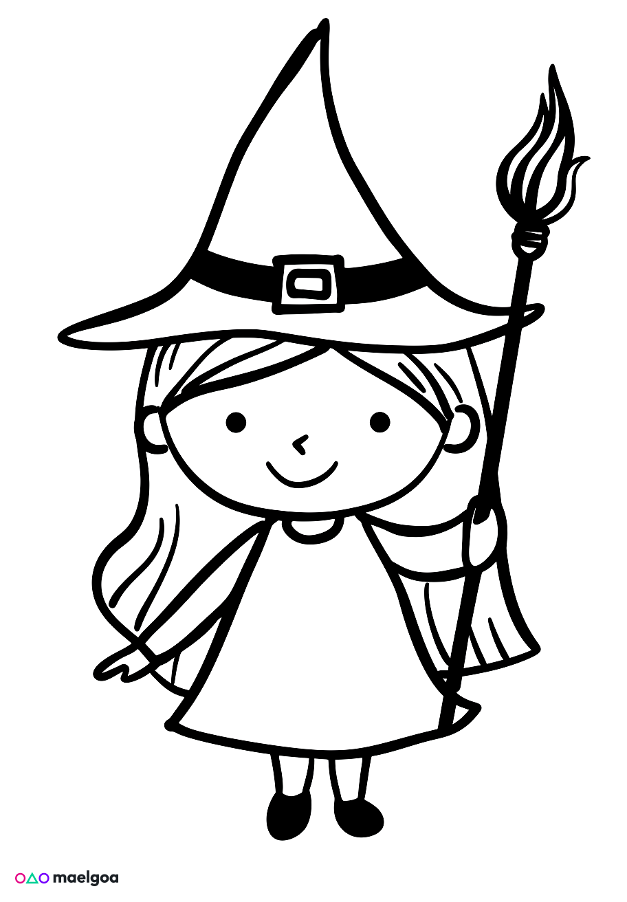 Image gratuite Coloriage sorcière 1