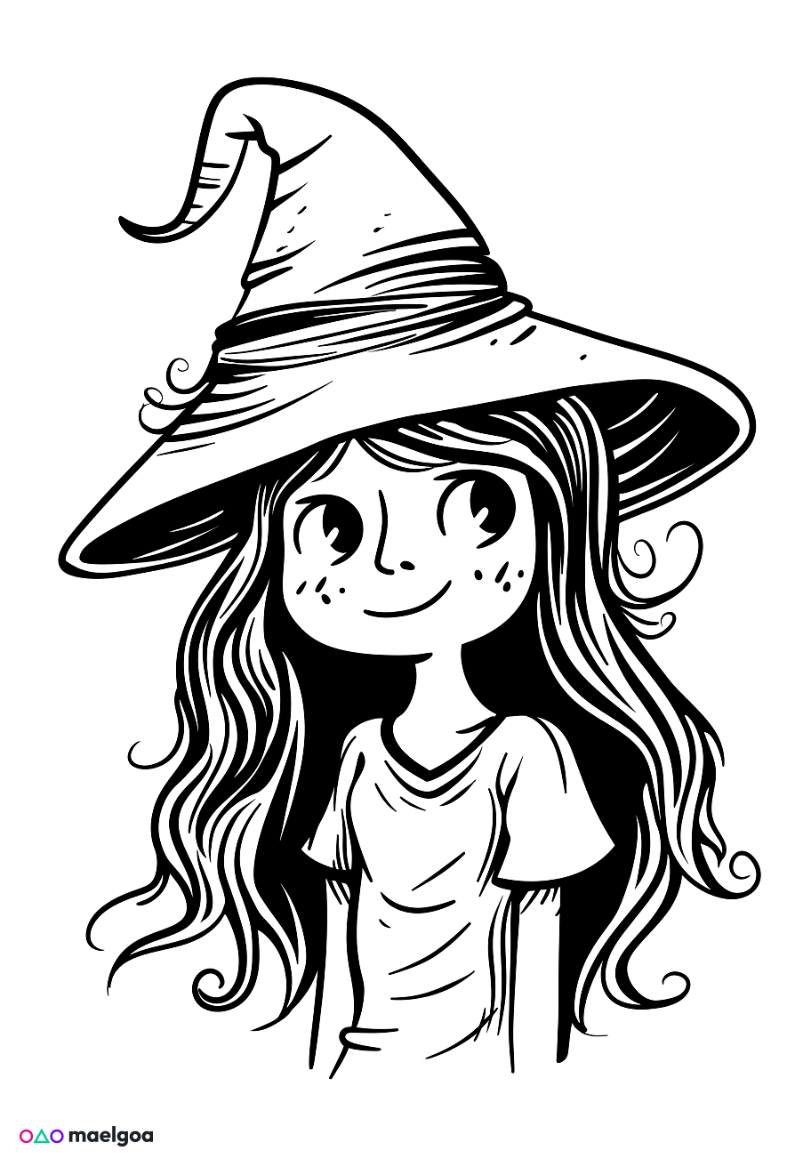 Image gratuite Coloriage sorcière 3