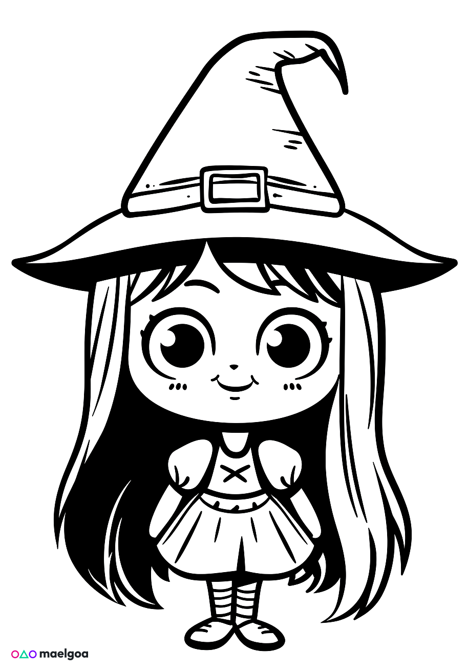 Image gratuite Coloriage sorcière 5