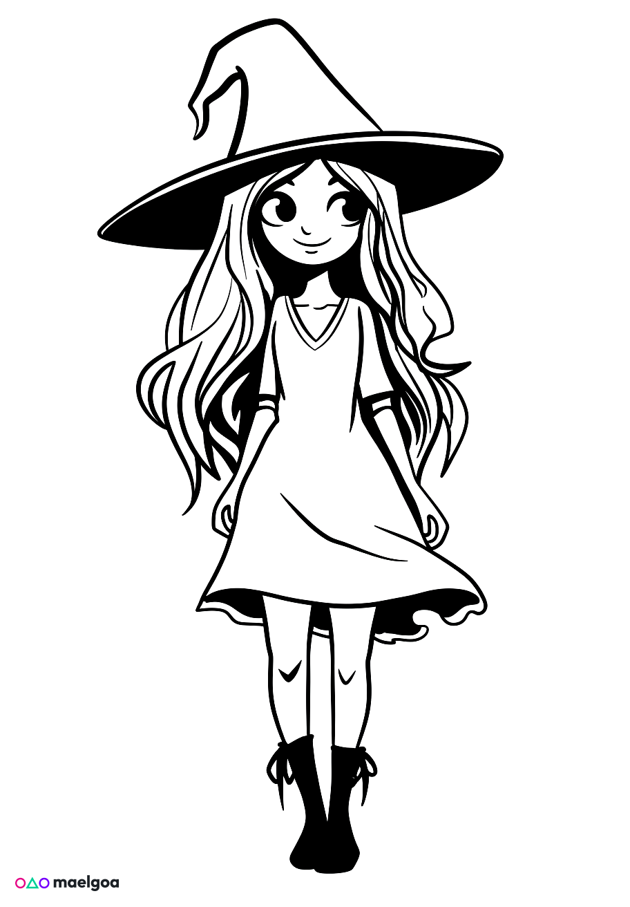 Image gratuite Coloriage sorcière 6