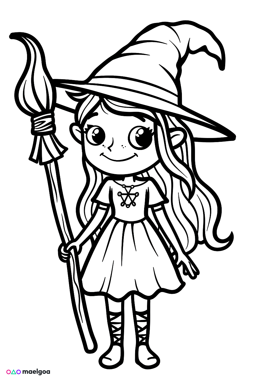 Image gratuite Coloriage sorcière 8