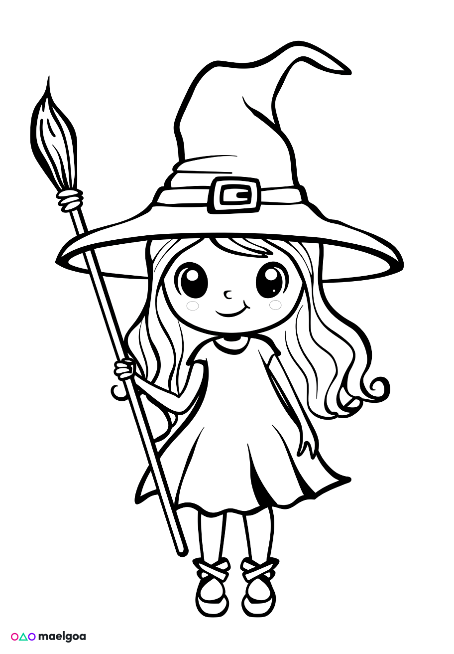 Image gratuite Coloriage sorcière 9