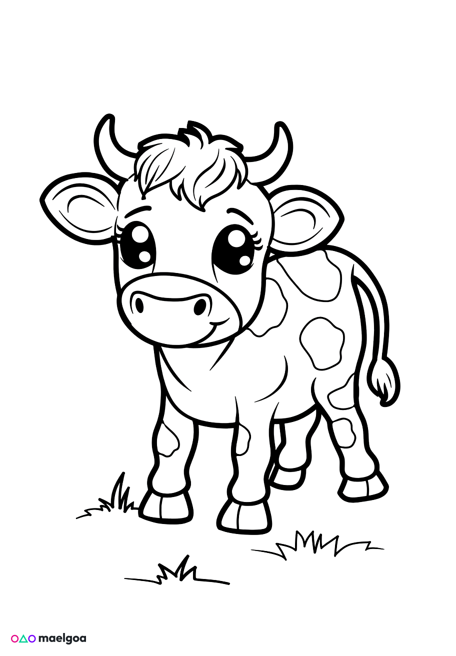 Image gratuite Coloriage vache mignonne 10