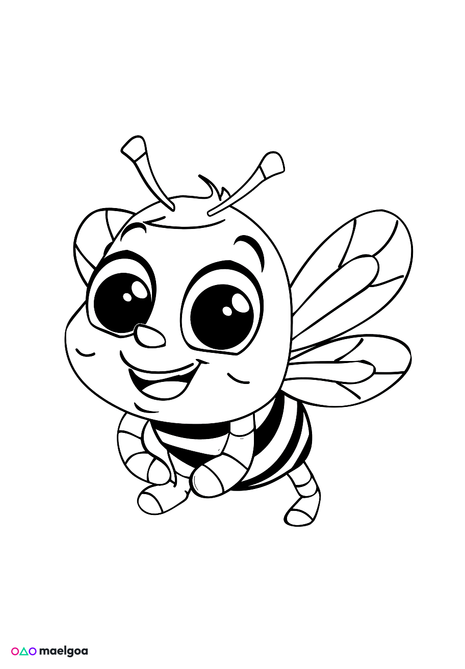 Image gratuite Coloriage visage abeille souriant 1