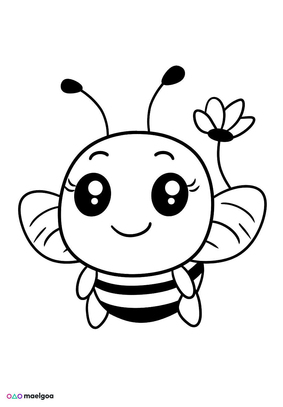 Image gratuite Coloriage visage abeille souriant 2