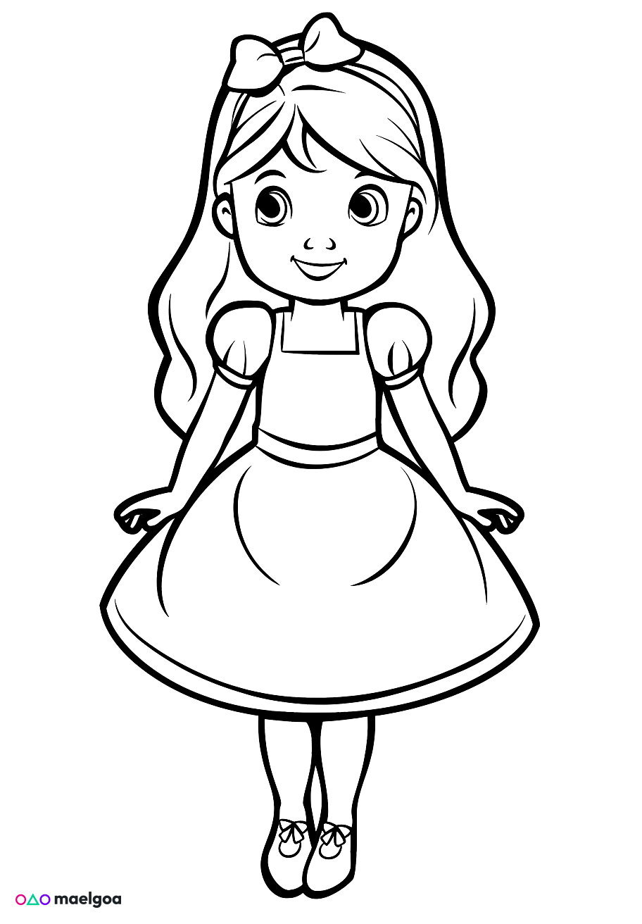 Image gratuite Coloriage visage Alice souriant 3