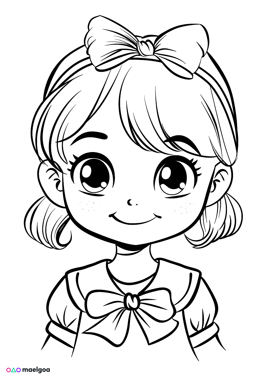 Image gratuite Coloriage visage Alice souriant 4