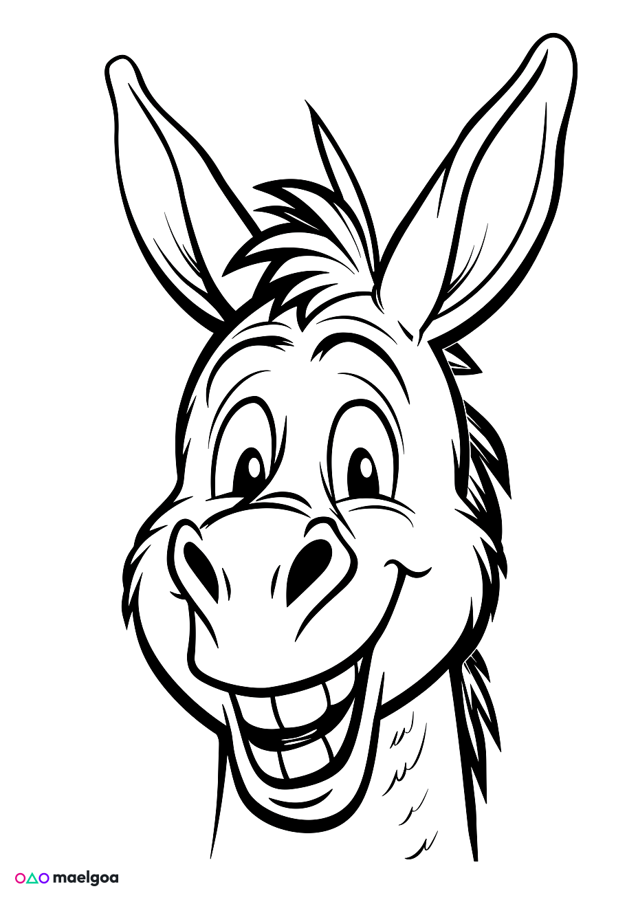 Image gratuite Coloriage visage âne 3