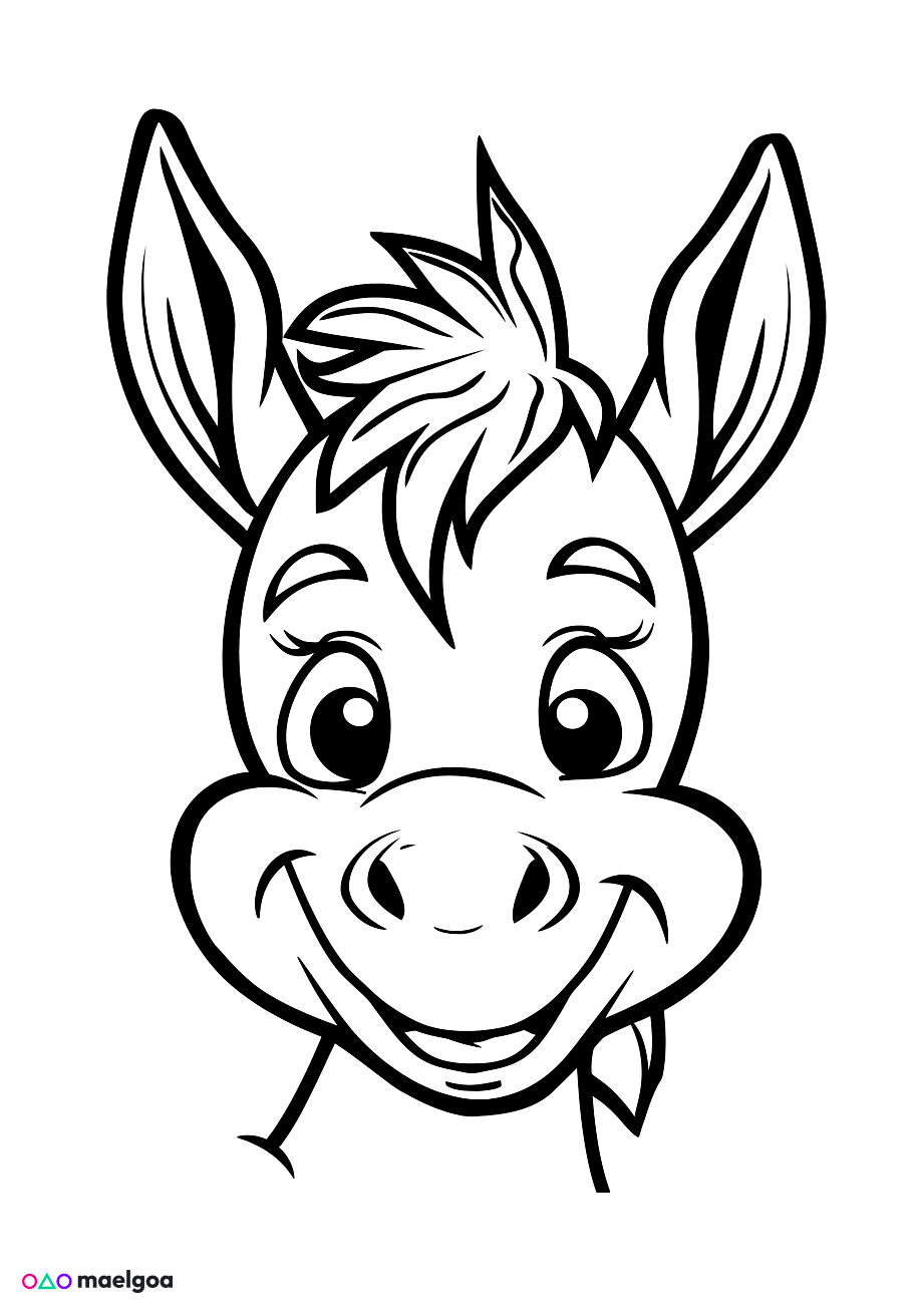 Image gratuite Coloriage visage âne 4