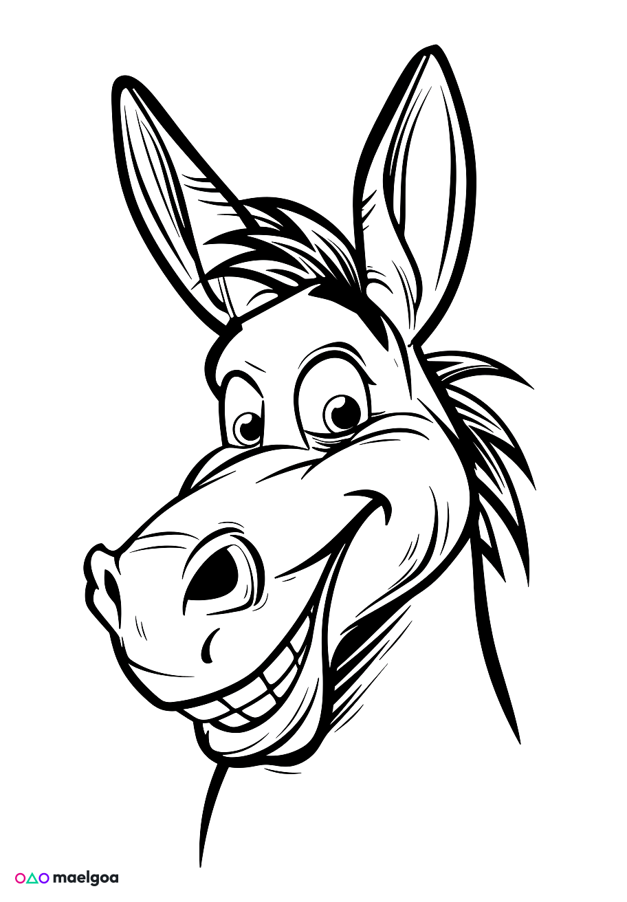 Image gratuite Coloriage visage âne 7