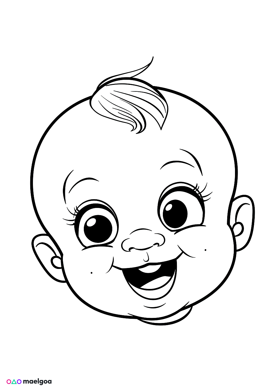 Image gratuite Coloriage visage bébé souriant 1