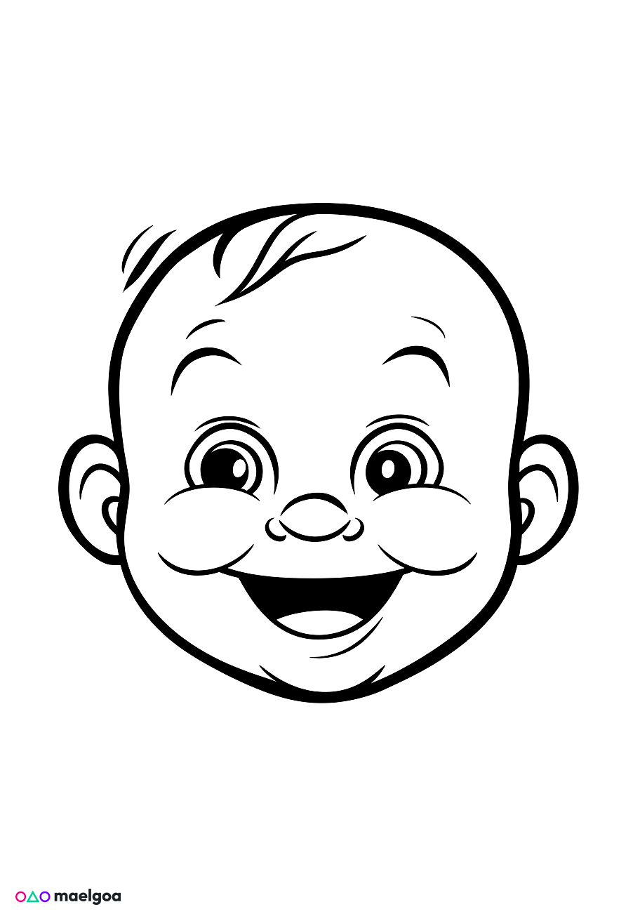 Image gratuite Coloriage visage bébé souriant 2