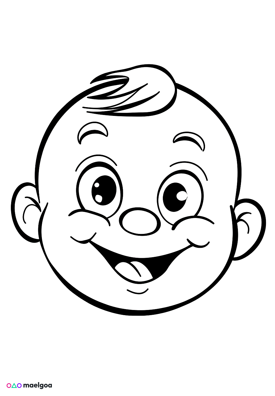 Image gratuite Coloriage visage bébé souriant 3