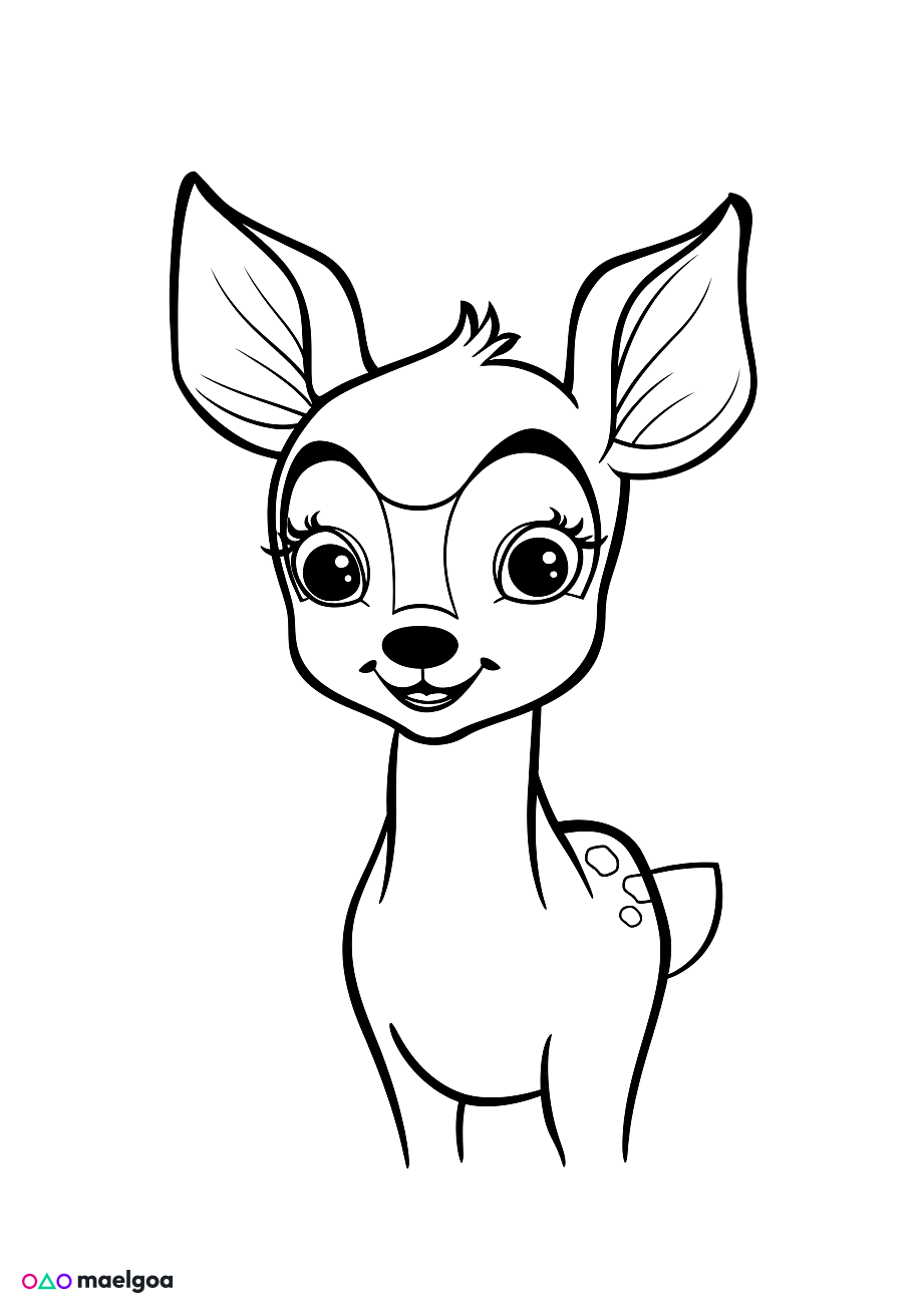 Image gratuite Coloriage visage biche souriante 1