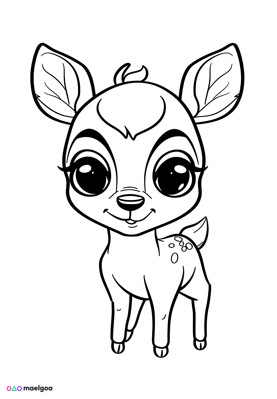 Image gratuite Coloriage visage biche souriante 2