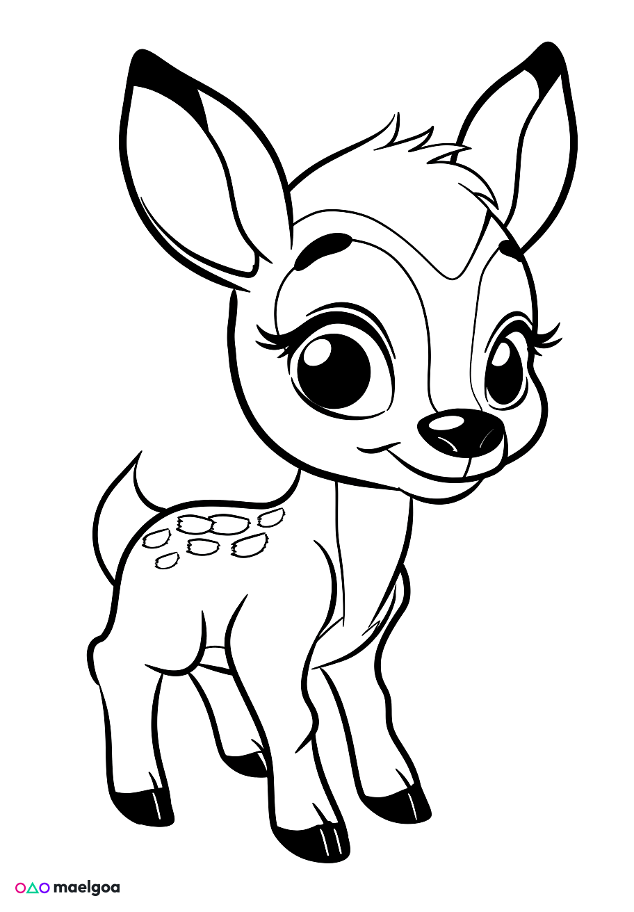 Image gratuite Coloriage visage biche souriante 3