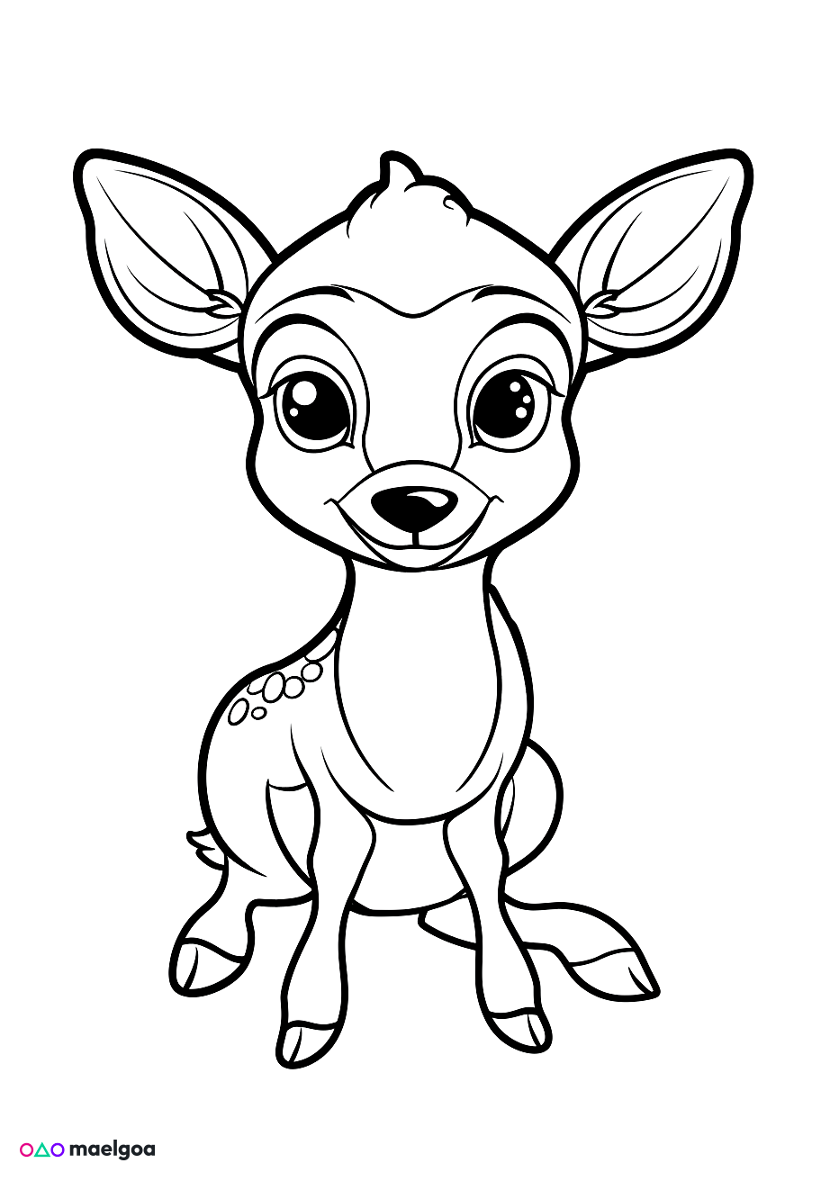 Image gratuite Coloriage visage biche souriante 4