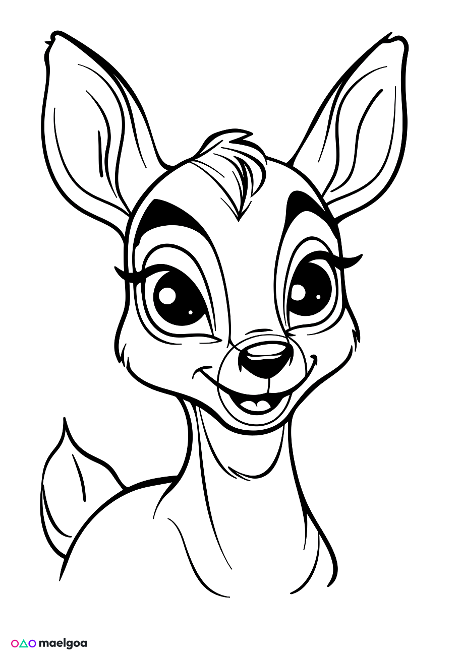 Image gratuite Coloriage visage biche souriante 5