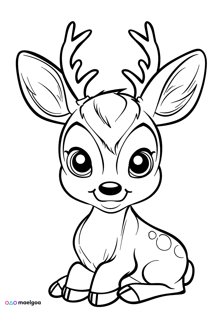 Image gratuite Coloriage visage biche souriante 6