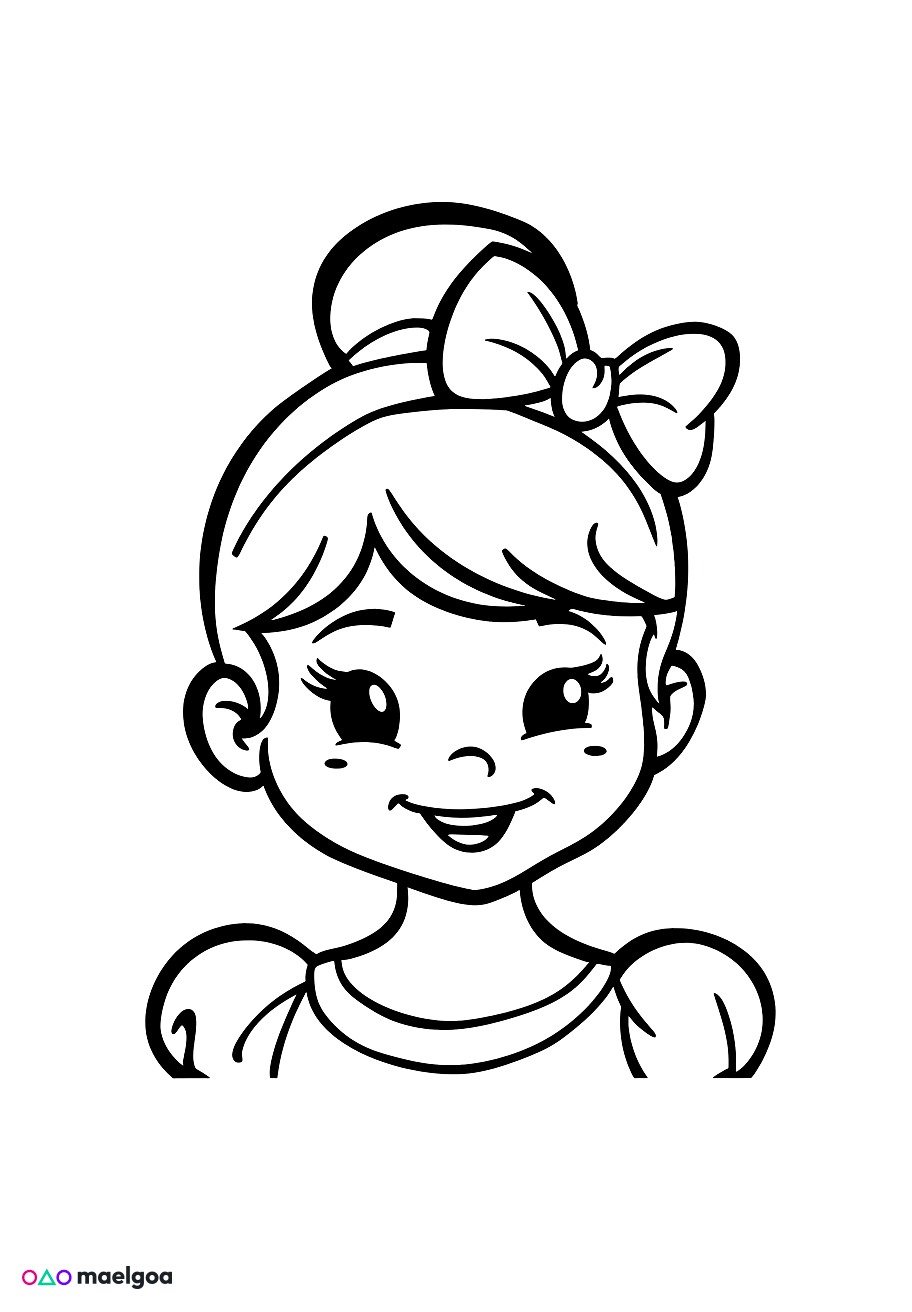 Image gratuite Coloriage visage Cendrillon souriant 1