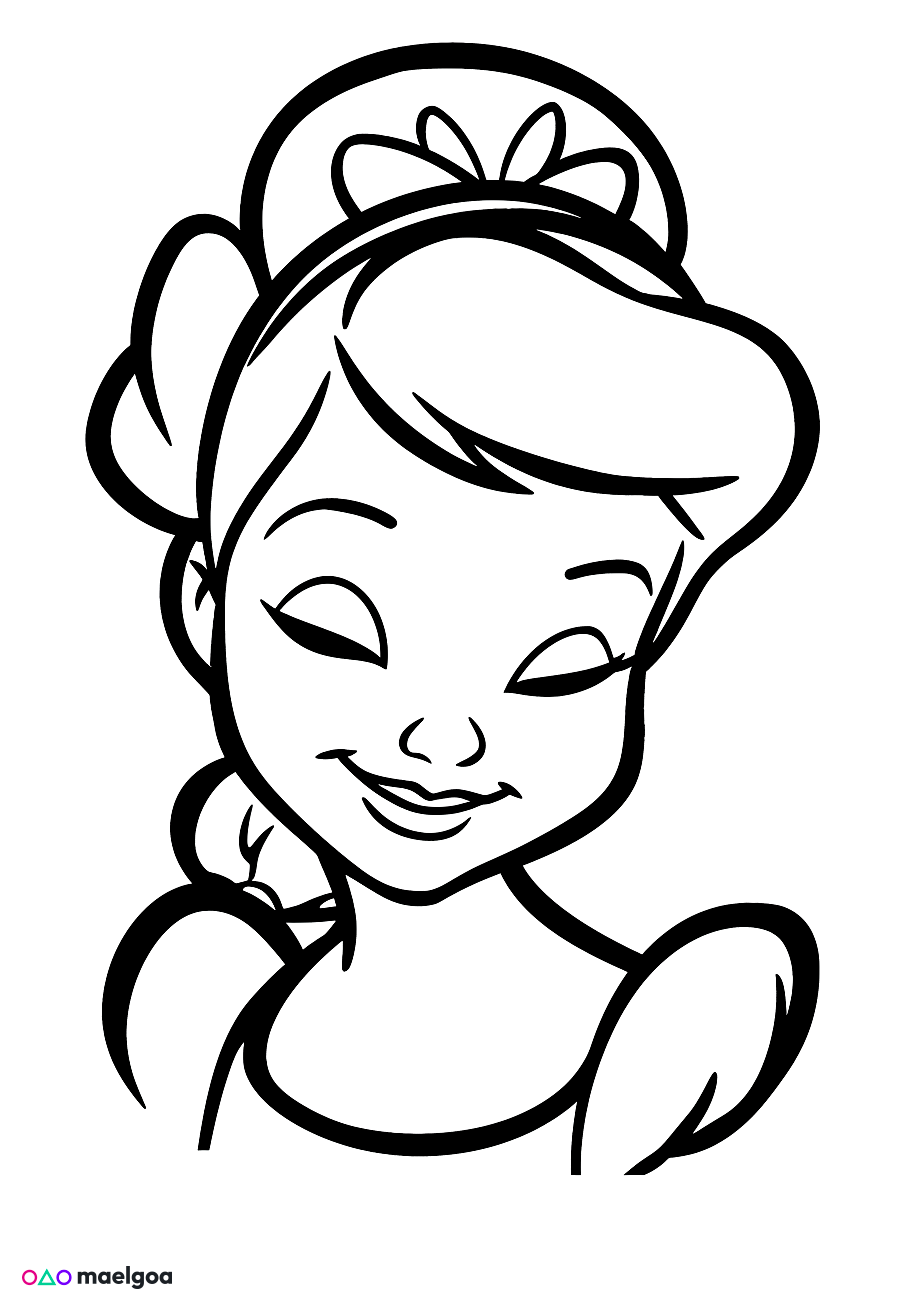 Image gratuite Coloriage visage Cendrillon souriant 2