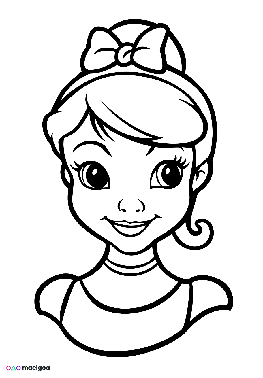 Image gratuite Coloriage visage Cendrillon souriant 3