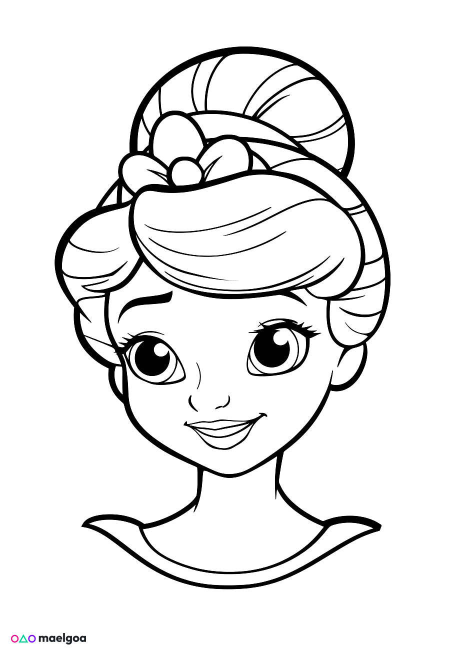 Image gratuite Coloriage visage Cendrillon souriant 4
