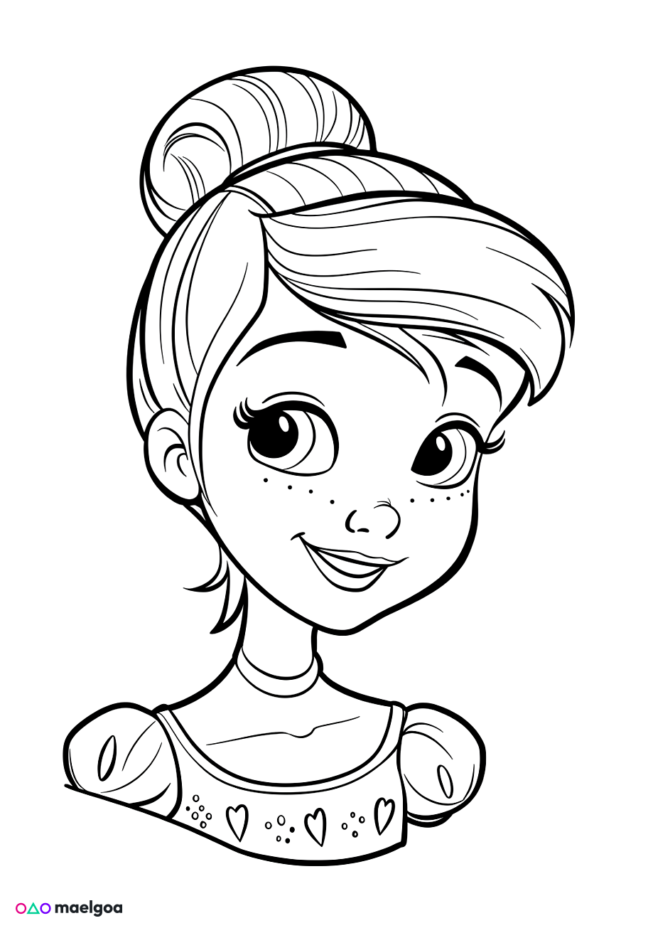 Image gratuite Coloriage visage Cendrillon souriant 8