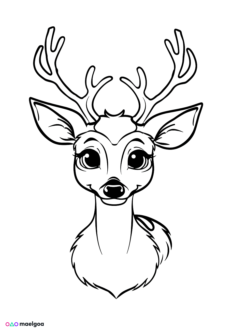 Image gratuite Coloriage visage cerf souriant 1