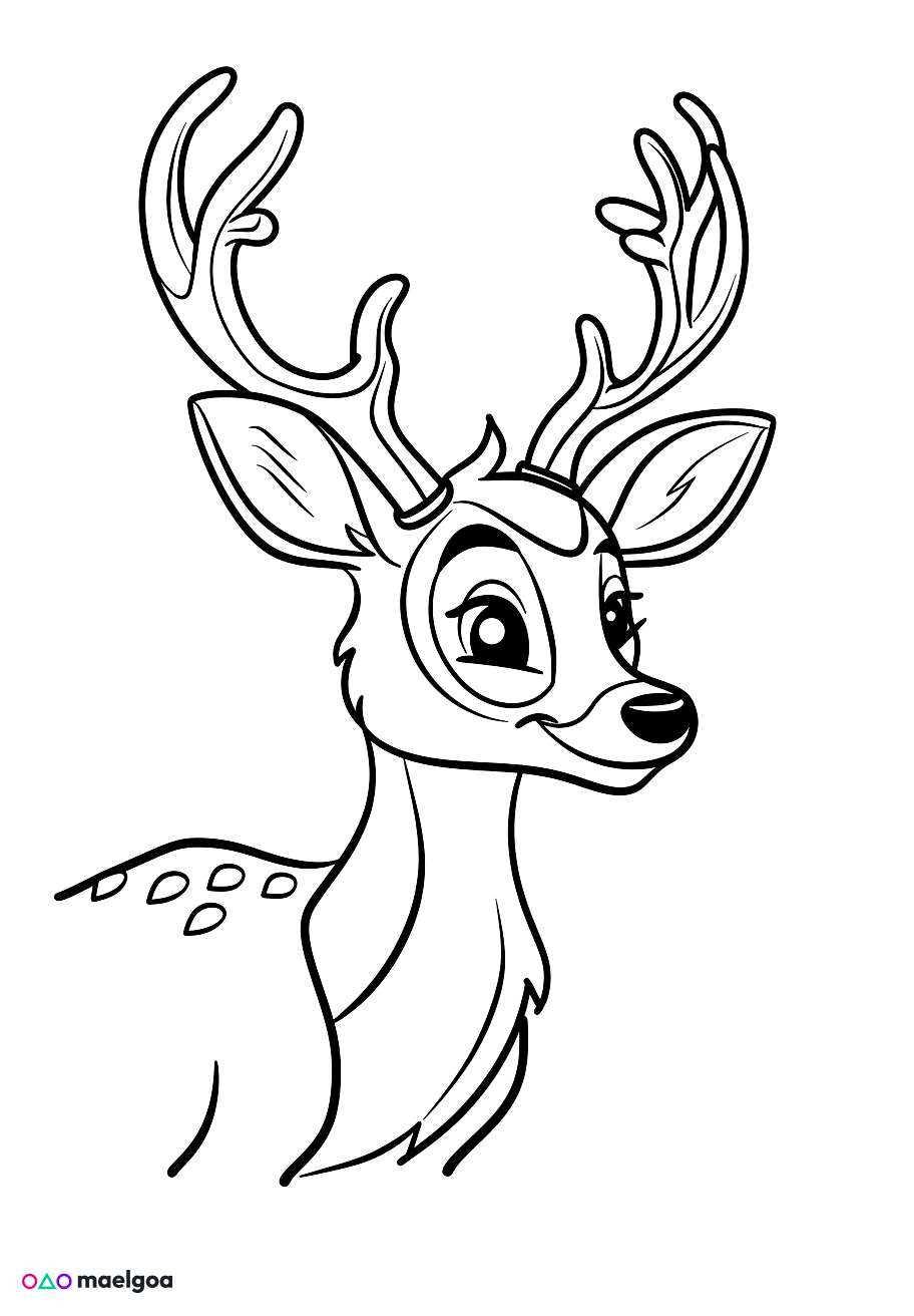 Image gratuite Coloriage visage cerf souriant 2