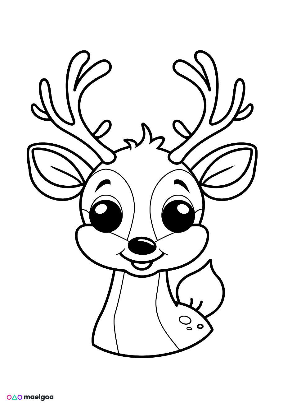 Image gratuite Coloriage visage cerf souriant 3