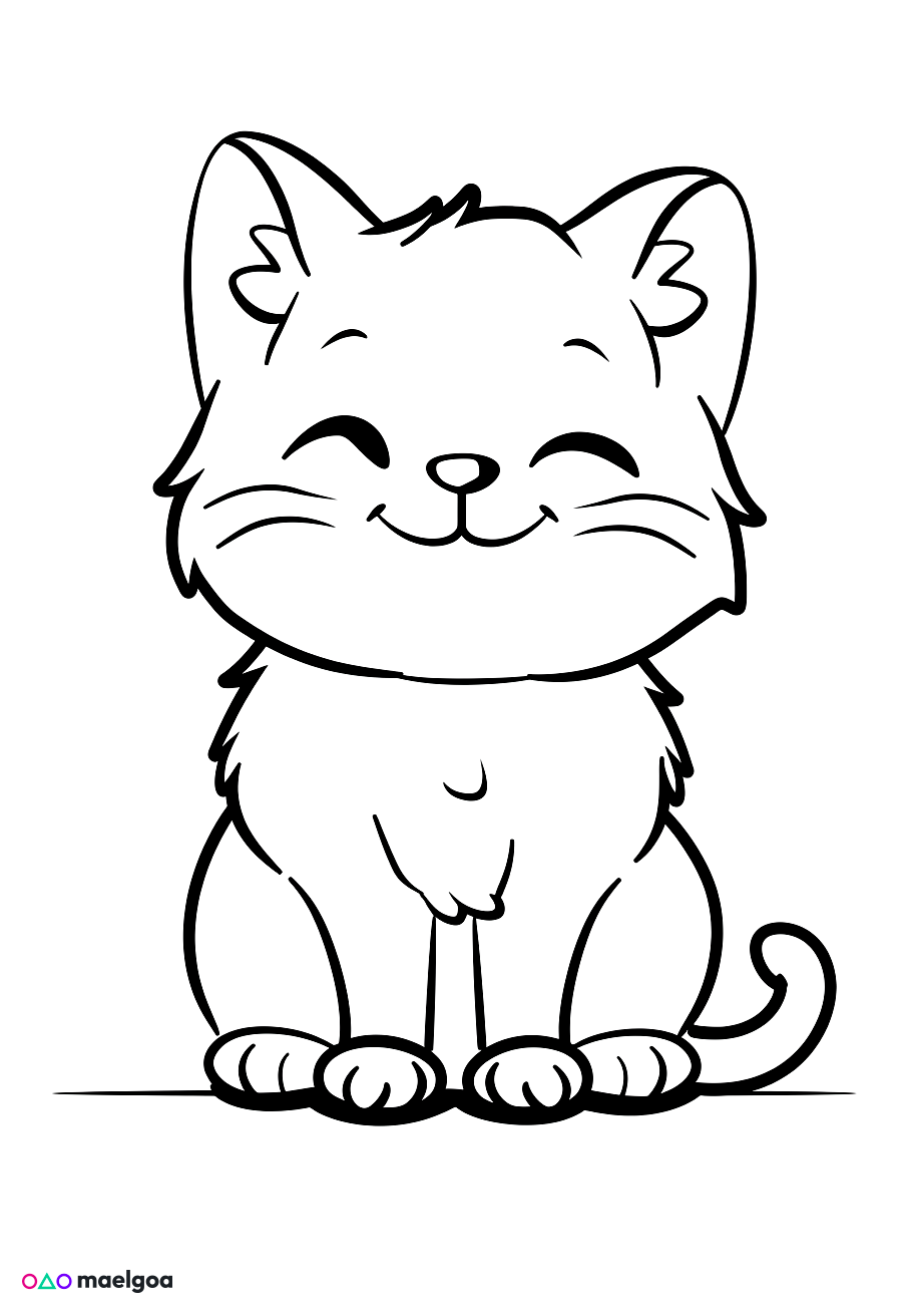 Image gratuite Coloriage visage chat souriant 1