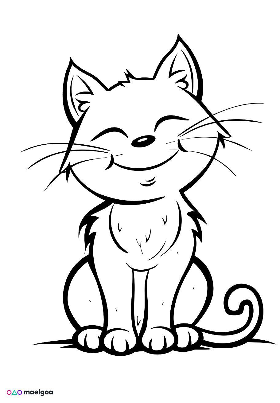 Image gratuite Coloriage visage chat souriant 2