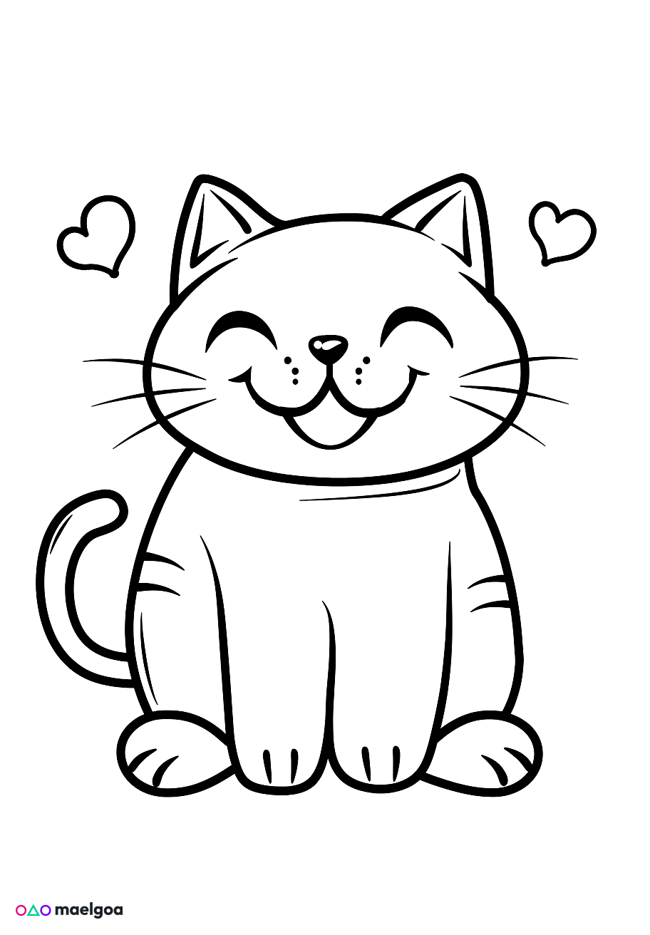 Image gratuite Coloriage visage chat souriant 3